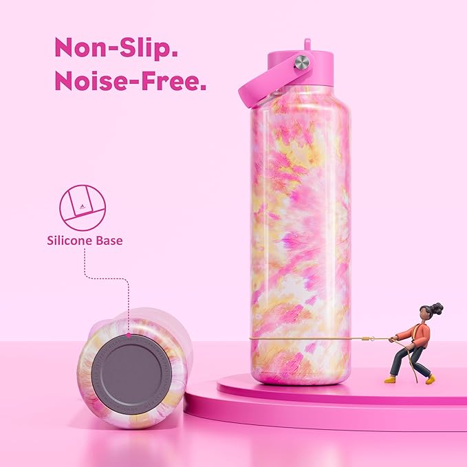 24 oz Vacuum Water Bottle for School: Lightweight, Leakproof, Flex Cap, BPA-Free, Cupholder Friendly, Vacuum Flask with Straw for Girl, College, Outdoors, Sport, Daily, Gift, Classroom (Citrus Dream)