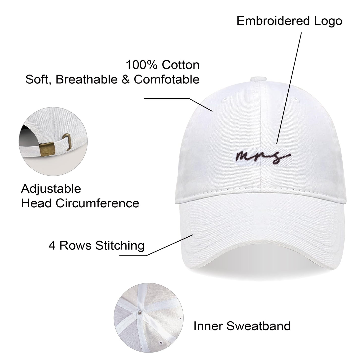 Bride Hat Bridal Shower Gifts for Bride,Newlyweds Honeymoon Wedding Gifts Adjustable Baseball Cap(MS-XZ)