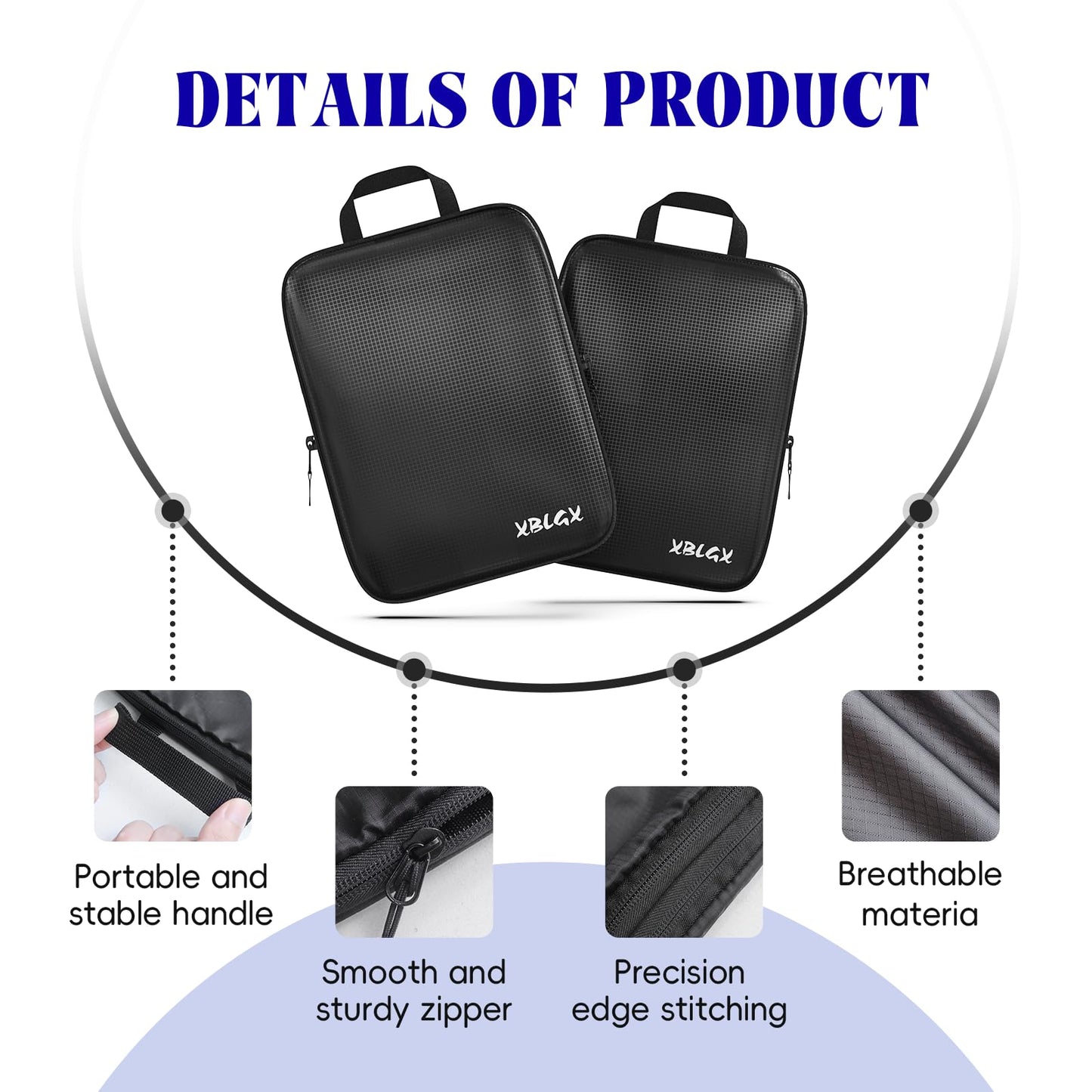 XBLGX 6 Set Compression Packing Cubes for Travel, Suitcases and Carry On, Luggage Organizer Bags for Travel Accessories
