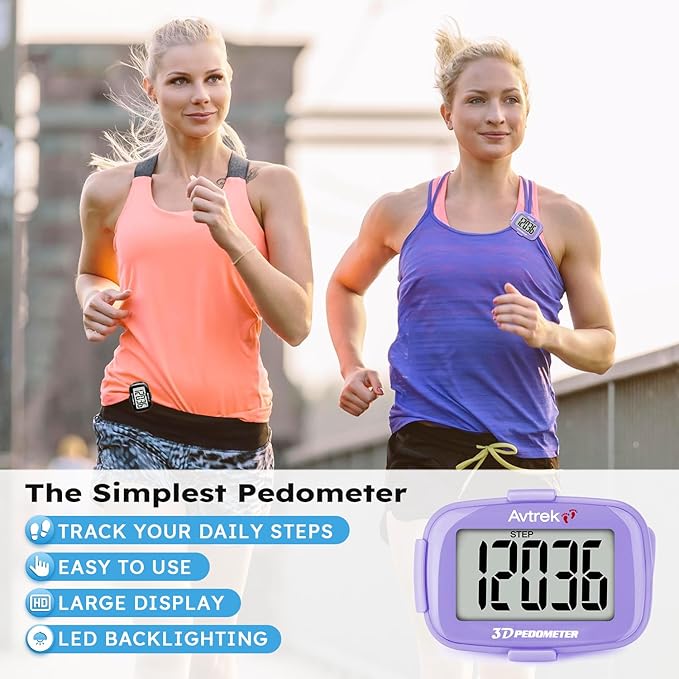 3D Step Counter Clip On with LED Backlight Pocket Pedometer for Walking Outdoor Activities Fitness Tracker Without Smartphone