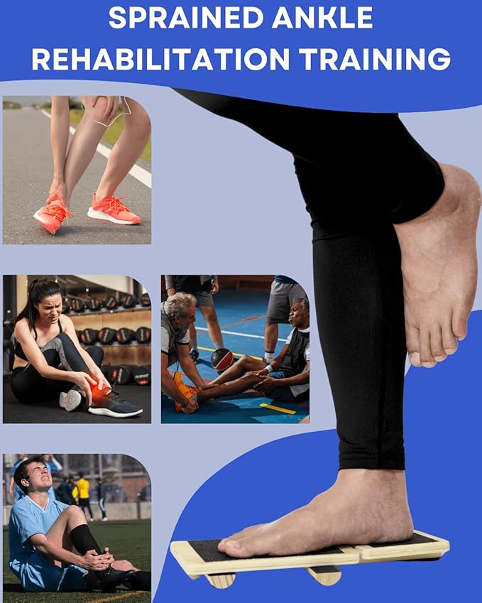 Ankle Strengthener, Single Leg Balance Board for Ankle Rehab, Foot Trainer for Mobility, Foot Stretcher for Sprained Ankle, Balancing Wobble Board, Posture Board, Arch Trainer with Brace
