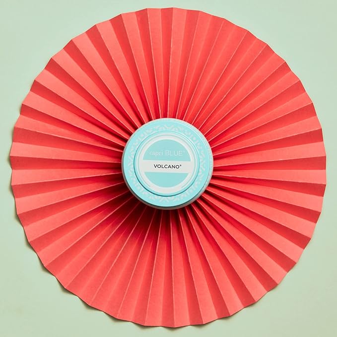 Capri Blue Volcano Printed Travel Tin Jar Candle - Luxury Candle with a Long Lasting Soy Wax Blend - Scented with Tropical & Fruity Fragrance (Aqua Color, 8.5 oz)