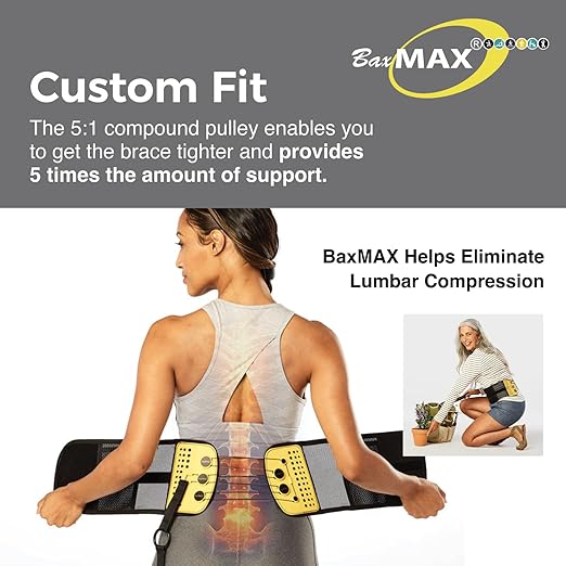 Adjustable Back Brace with 5-to-1 Compression Pulley System for Lumbar Support & Back Pain - Immediate Relief from Sciatica, Scoliosis, Bulging/Herniated Disc - Lightweight/Breathable, Large