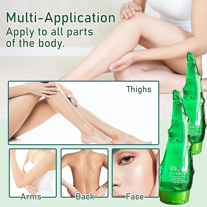 2PCS Aloe Vera Gel for Face & Body,Hydrating Travel Size Pure Aloe Vera Gel Face Moisturizer for All Skin Type,No-sticky Long Lasting Refreshing Moisturizing Fast Absorbing Aloe Cream Gel,8.81 oz