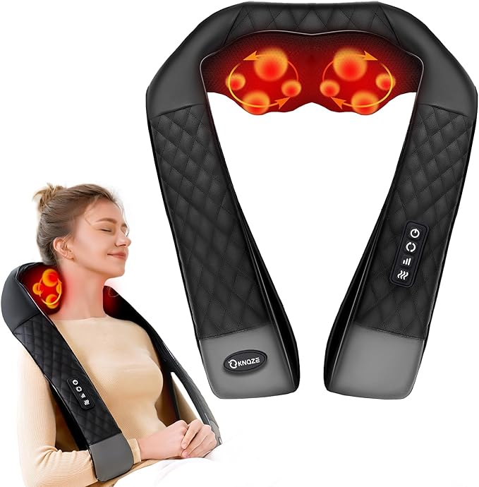 Shiatsu Neck and Shoulder Massager with Heat, Neck and Back Massager, Deep Tissue 4D Kneading Massage Pillow for Shoulder, Back, Body Muscle Pain Relief, Gifts for Women Men Mom Dad Friend, Corded Use