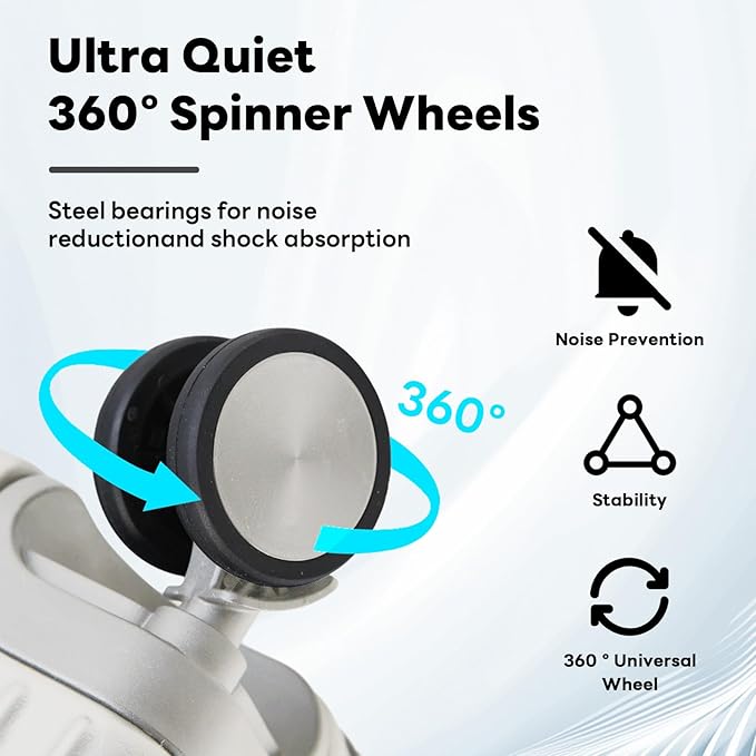 20 Inch Carry On Luggage Suitcase TSA Locks Approved Hardside Lightweight Suitcase With Cup Holder Carry-On Luggage With USB Port Zipperless Design Airline-Approved 360° 8 Double Spinner Wheels