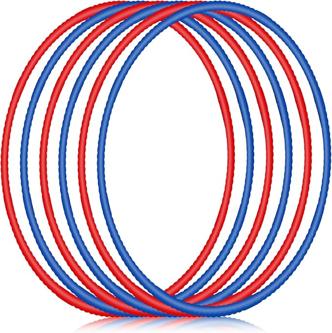 6 Pcs Exercise Hoop Detachable Fitness Rings Adjustable Plastic Toy Fitness Hoop Playground Toys Colored Circles for Teens Games Gymnastics Agility, 28 Inch(Dark Blue, Red)