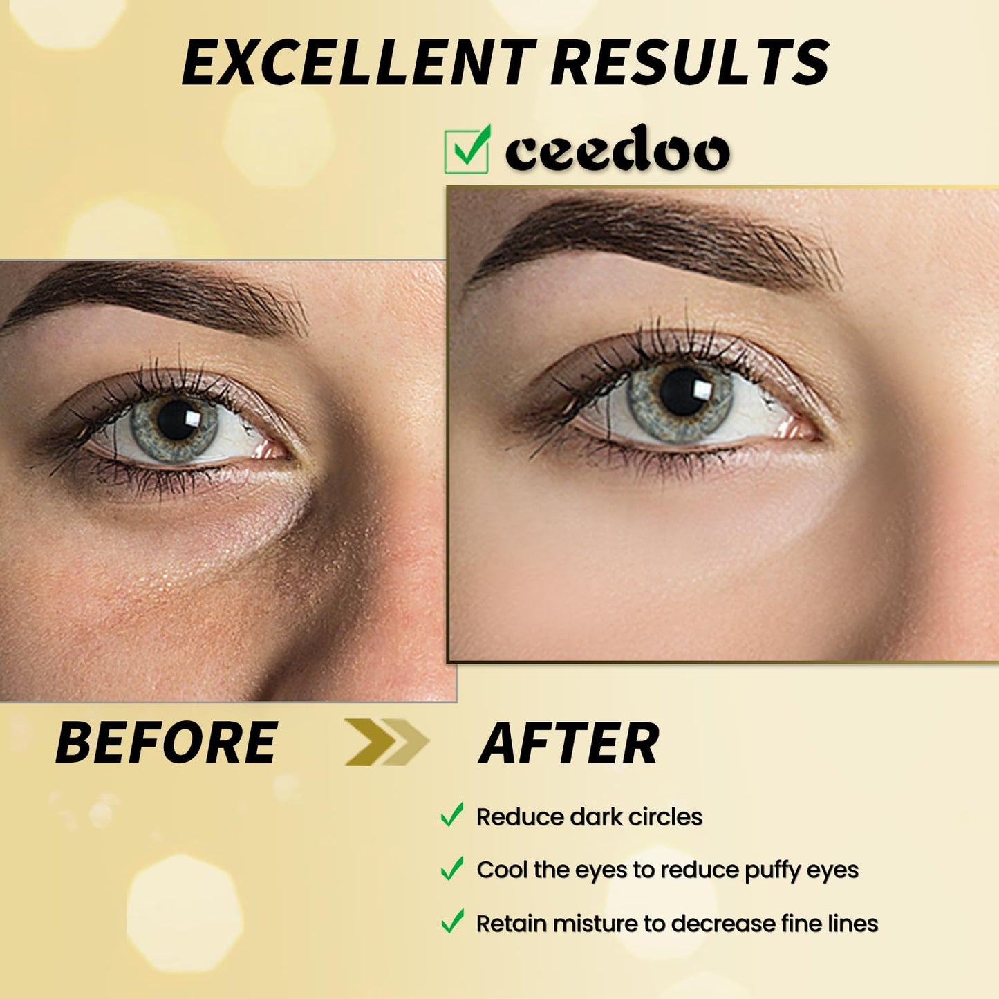 ceedoo Under Eye Patches - 24 Pairs Gold Under Eye Mask for Puffy Eyes, Dark Circles, Eye Bags, Wrinkles, Collagen Eye Gels with Rejuvenating Treatment, Gifts for Women