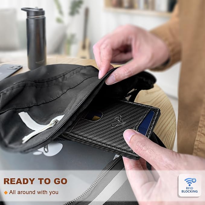 BULLIANT Men Wallet, Slim Leather Wallet Front Pocket Card Holder Gift For Men 11 Slots RFID Blocking