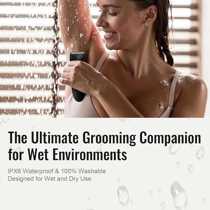 CLEVEB Body Hair Trimmer for Men & Women, Waterproof Rechargeable, Length Adjustable, Multifunctional Shaver with LED Indicator