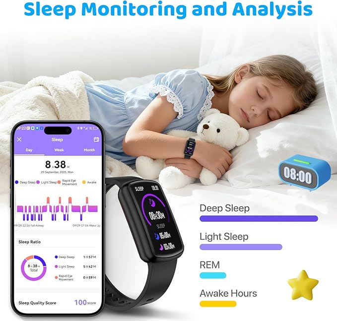 Kids Fitness Tracker Watch for Boys Girls Ages 5-15, Full Touch 1.47" Screen, Activity Tracker, HeartRate and Sleep Monitor, IP68 Waterproof, Pedometer, Puzzle Games (Black)