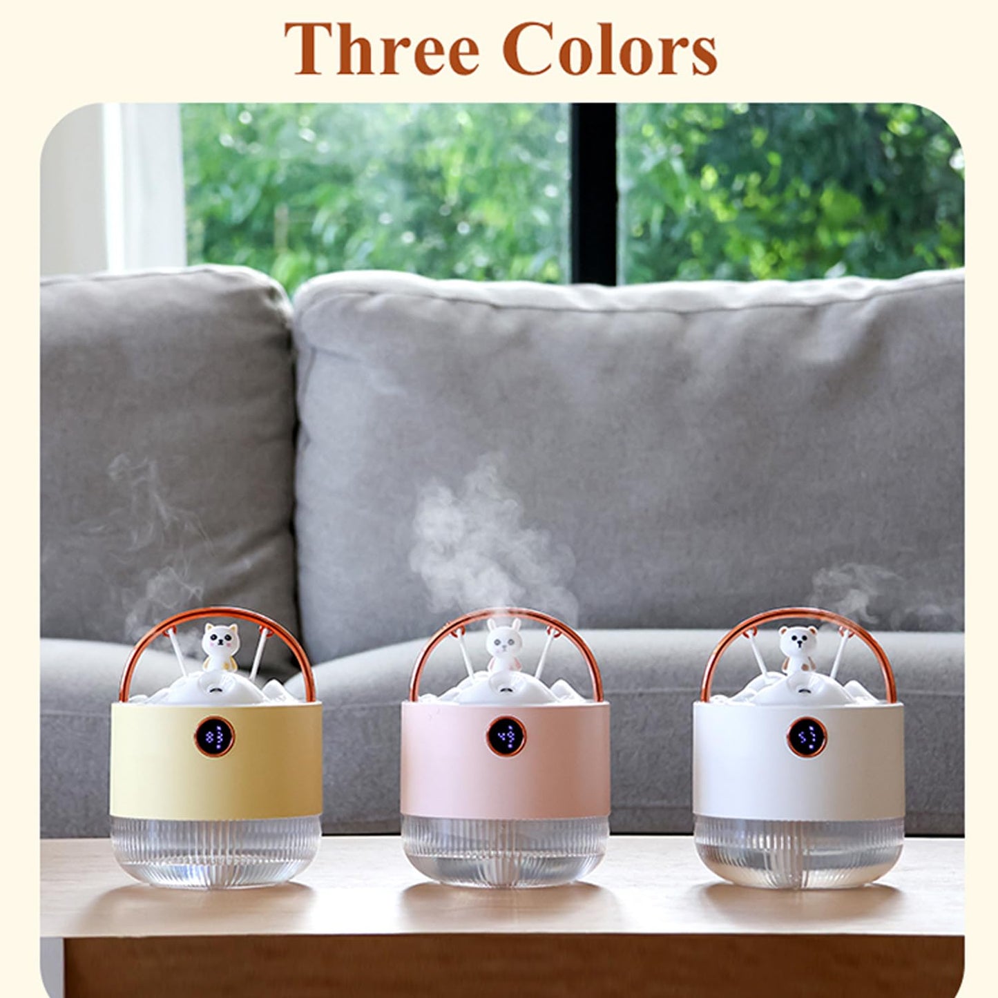 Portable Mini Humidifier With night light 600ml Small Cool Mist Humidifier Personal Desktop Humidifier for Baby Bedroom Travel Office,Built-in 2000mAh Battery 2 Mist Modes white