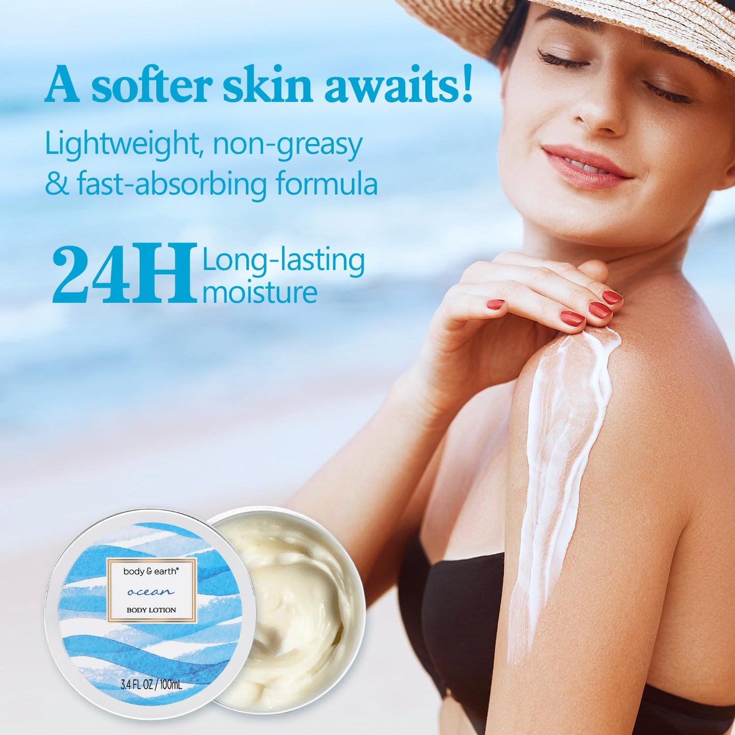 Bath and Body Gift Set for Women, Body & Earth Ocean Gift Basket, 7 Pcs Bath Sets for Women Gift with Bubble Bath, Body Lotion, Scented Candle, Spa Kit for Women, Christmas Gifts for Mom