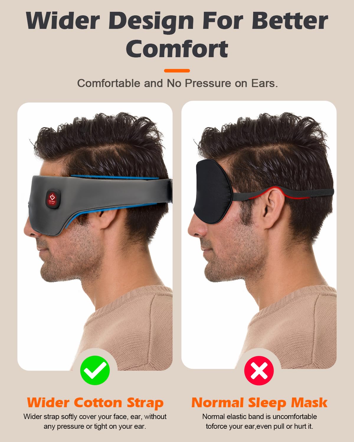 Silk Cordless Heated Eye Mask, Washable Sleep Mask Warm Compress Mask Soft Pressure Free Shade Blindfold Electric Eye Heating Pad for Blepharitis Sinus Stye Gifts for Men Women (Grey)