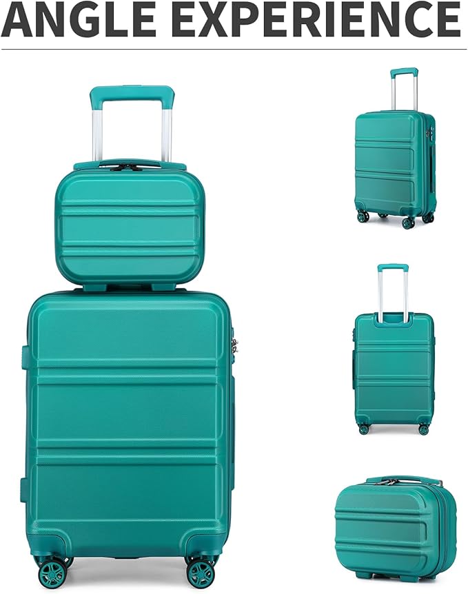 Kono Carry On Luggage Set Lightweight Airline Approved Carry On Suitcase with TSA Lock Spinner Wheels Durable Luggage Hardside Turquoise