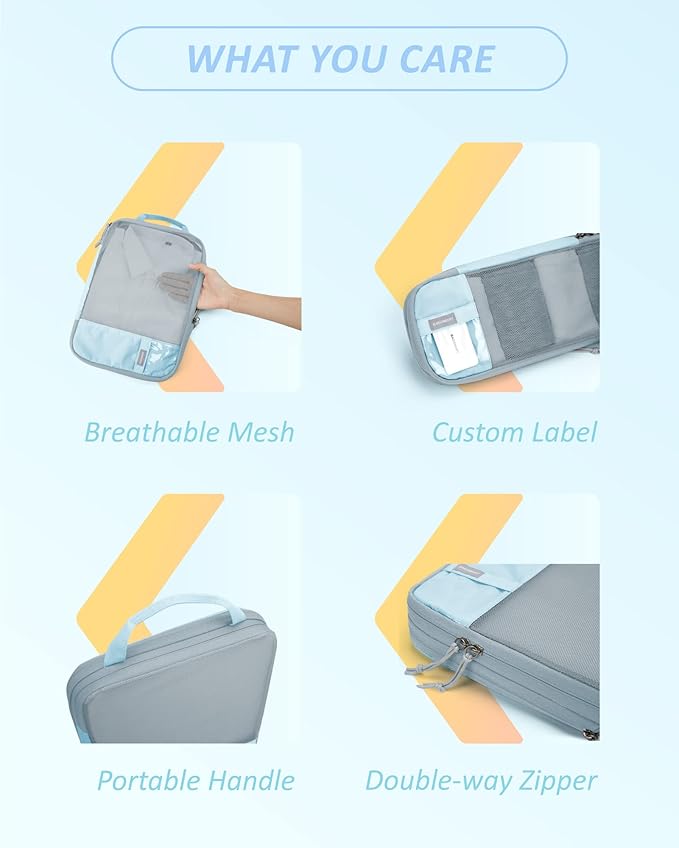 BAGSMART 6 Set /4 Set/2 Set Compression Packing Cubes for Travel, Lightweight Luggage Organizer Bags, Durable Space Saver Bags Travel Essentials