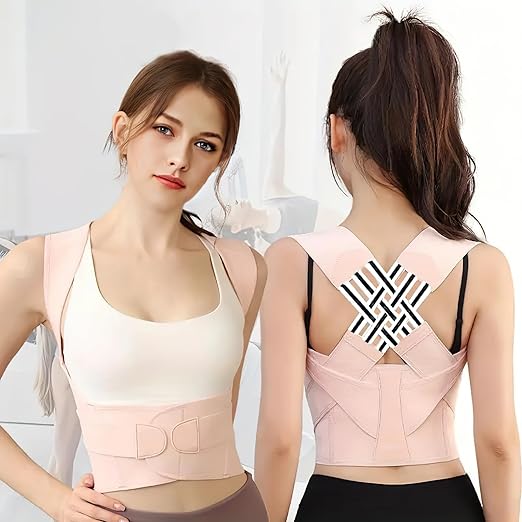 Back Brace Posture Corrector for Women, Adjustable Back Straightener for Posture Correction Pink, Neck Shoulder Lumbar Upper Lower Back Pain Relief - Scoliosis, Hunchback, Spine Corrector, Size L