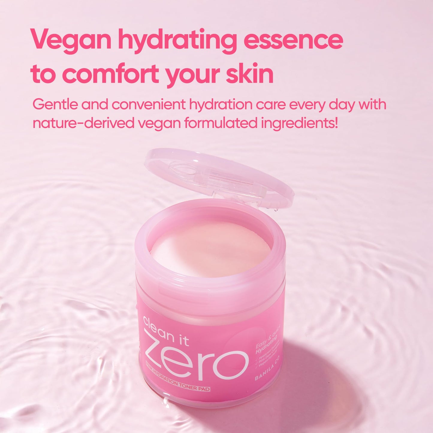 BANILA CO Clean it Zero Pink Hydration Toner Pad | Vegan Korean 3-Layered Pads | Hyaluronic Acids and Vitamin Complex to Moisturize and Soothe Skin | Hypoallergenic, Alcohol Free (70 Pads)