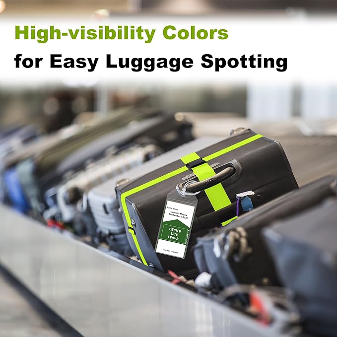 8 Pack Luggage Straps and Cruise Luggage Tags Set (4 Straps, 4 Wide Tags), Luggage Straps for Suitcases TSA Approved Suitcase Tags, Green