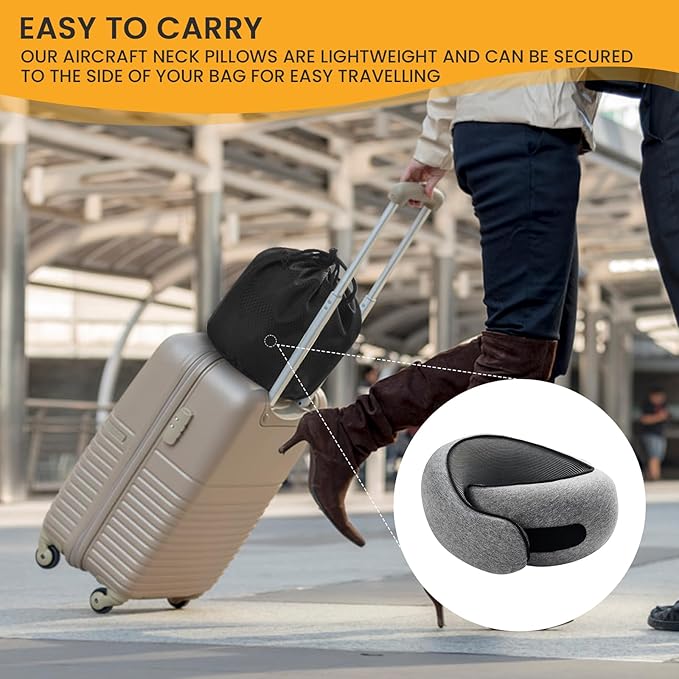 Neck Pillow, Travel Pillow uses Memory Foam to Support Neck Comfort, Ideal Companion for Airplane and car Travel, Compact, Convenient, and Versatile Airplane Sleep Pillow(Gray)