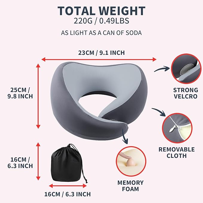 Travel Pillows for Airplanes Airplane Neck Pillow Neck Flight Essentials Best Long Flights Head Rest Recliner Women Shoulder Pain