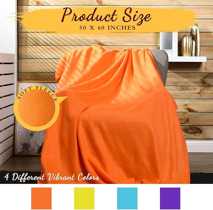 Kinlop 40 Packs Fleece Blanket Bulk 60 x 50 Inch Soft Lightweight Fleece Cozy Blanket Warm Throw Plush Pet Throw for Bed Couch Sofa Home Office Wedding Gifts Travel Camping (Novel Color)