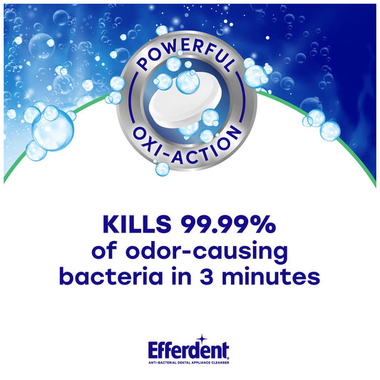 Efferdent Denture Cleaner Tablets – Dental Appliances, Aligners, Mouth Guard, and Retainer Cleaner Tablets, Minty Fresh & Clean, 90 Count