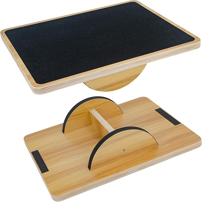 Balance Board for Physical Therapy, Wooden Wobble Board for Balance Training and Ankle Strengthening, Anti-Slip Surface, 350 lbs Capacity Standing Desk Rocker Board