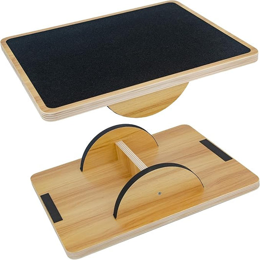 Balance Board for Physical Therapy, Wooden Wobble Board for Balance Training and Ankle Strengthening, Anti-Slip Surface, 350 lbs Capacity Standing Desk Rocker Board
