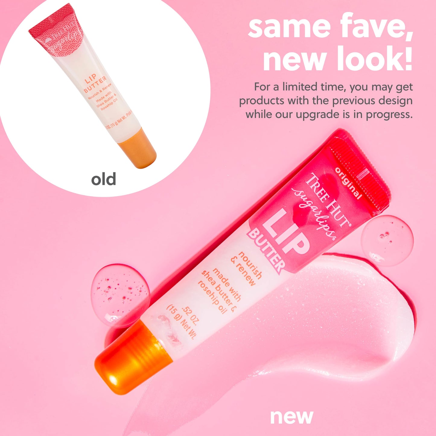 Tree Hut Sugarlips Original Lip Butter, Lock in Moisture & Nourish Skin for Full, Hydrated Lips, 0.52 Fl oz.