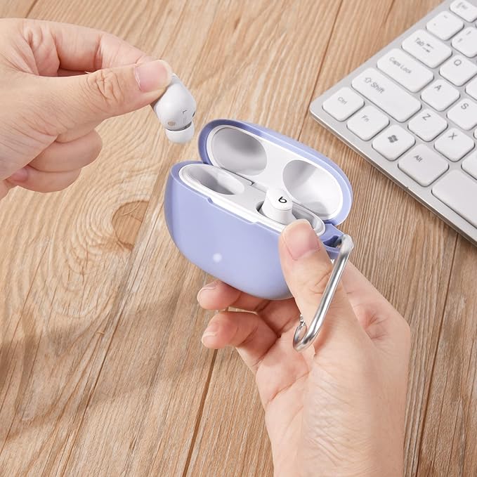 AIRSPO Silicone Case Compatible with Beats Studio Buds Case 2021 Soft Protective Cover for Beats Wireless Earbuds with Keychain (Lilac)