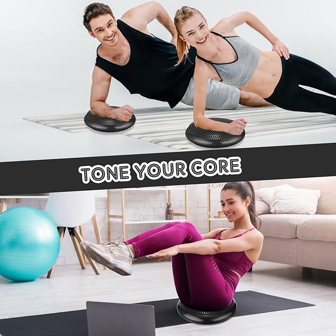 Jerify 4 Pcs Wiggle Seat Flexible Inflated Wobble Cushion Stability Balance Pad Balance Disc Sensory Seat for Men Women Fitness Physical Exercise Improving Posture Home Office