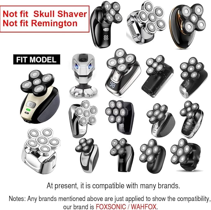2 Universal 5 Blades Head Shaver Replacement Heads for Head Shaver, Head Shaver Replacement Blades