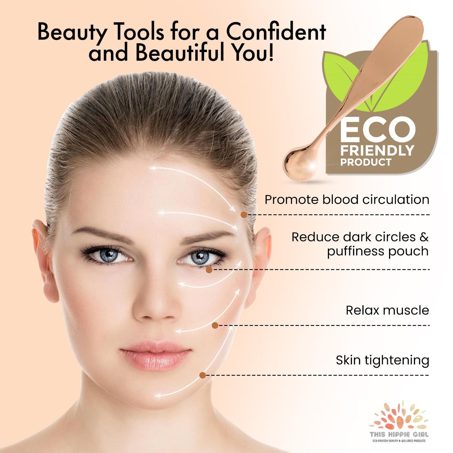 Rose Gold Eye Cream Applicator Tool for Puffy Eyes, Dark Circles, Eye Bags, Fine Lines | Under Eye Cream Massager Stick | Cooling Metal Eye Wand | Premium Zinc Alloy Skincare Tool for Eyes