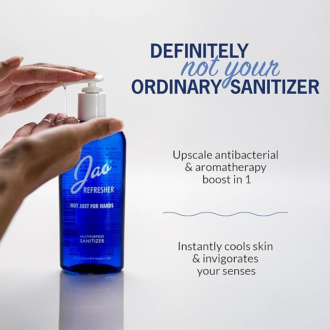 Jao Brand Jao Refresher | Multipurpose Travel Hand Sanitizer, Face Moisturizer, Toner For Face, & Aftershave | Skin Care Travel Essentials | Plant-based | No Parabens, No Sulphates | 8 oz