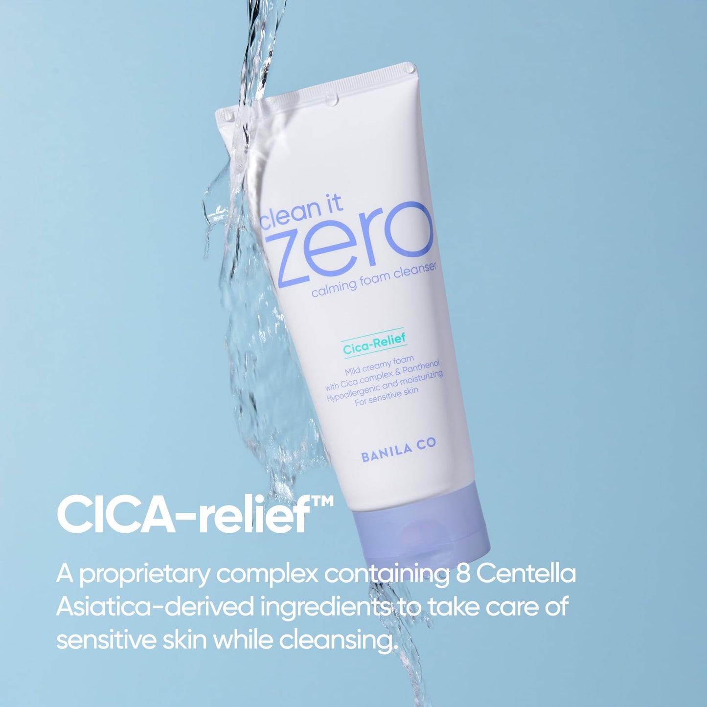 BANILA CO Clean It Zero Calming Foam Cleanser | Rich Lather Hydrating Cleansing With Soothing Finish | CICA Relief for Sensitive Skin | Vegan & Hypoallergenic (150ml / 5.07 fl.oz)