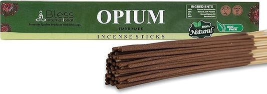 Bless-Opium 100%-Natural-Handmade-Hand-Dipped-Incense-Sticks Organic-Chemicals-Charcoal-Free Purification-Relaxation-Positivity-Yoga-Meditation Best-Woods-Scent (25 Sticks (1.4 OZ))