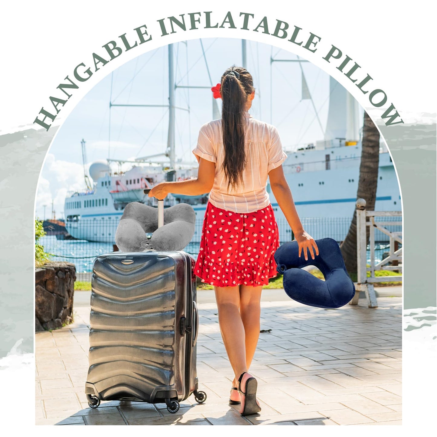 Sintuff 4 Sets Inflatable Travel Pillows for Airplanes with Compact Bag and Blindfold Velvet Inflatable Neck Pillow for Traveling Head Support U Shaped Flight, 12 x 12 x 5.5 Inch(Multi Color)