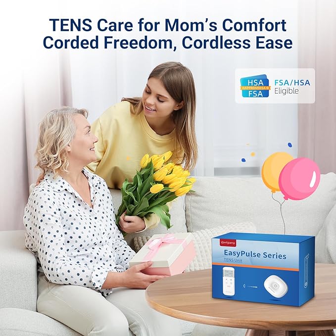 Comfytemp Wireless TENS Unit Muscle Stimulator, FSA HSA Eligible Rechargeable Tens Unit for Pain Relief with Remote Control, Portable Pulse Muscle Stimulator for Back Shoulder Sciatica, 15 Modes