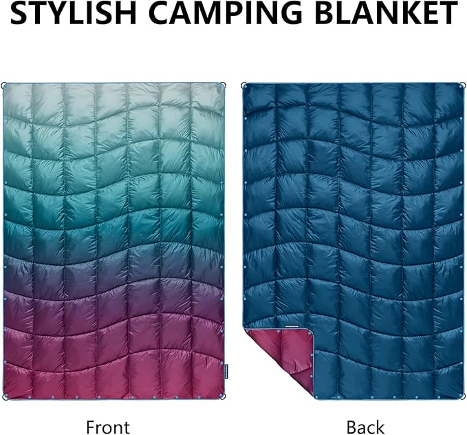 Camping Blanket, Packable Puffy Blanket Down Alternative Blanket Lightweight Windproof Water Resistant for Outdoors,Hiking, Backpacking,Beach,Car,Picnic,Stadium 52x75in