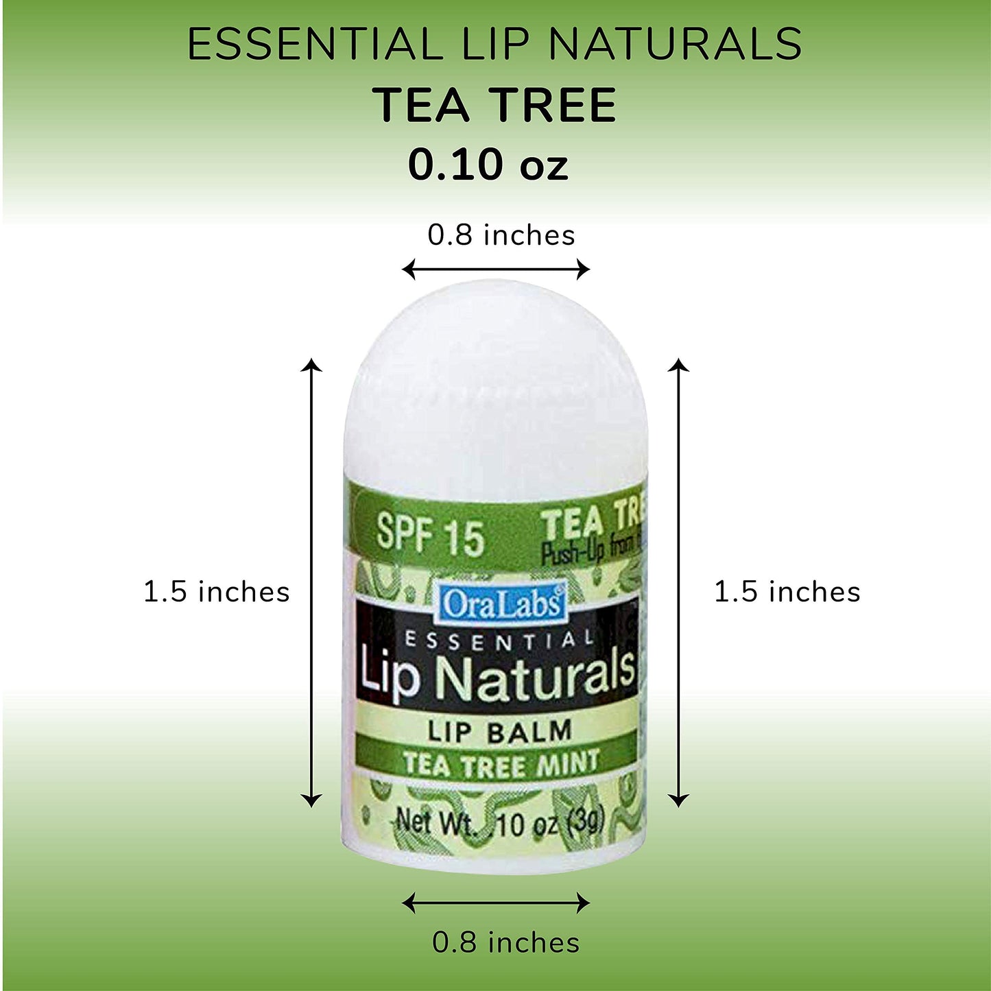 Lip Naturals® | Mini Tea Tree Balm with Sunscreen (SPF-15) | Made in USA with Coconut Oil, Tea Tree Oil, and Peppermint Oil | 12-Count Mini Lip Balm Pack with Tea Tree Mint Flavor (0.10oz/3g Each)