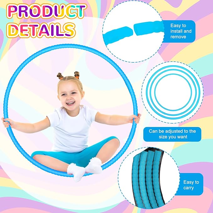 2 Pcs Toy Hoop Exercise Hoop Detachable Adjustable Plastic Toy Ring Playground Equipment for School Colored Circles Exercise Ring for Teens Dog Agility Equipment(Blue,23 Inch)