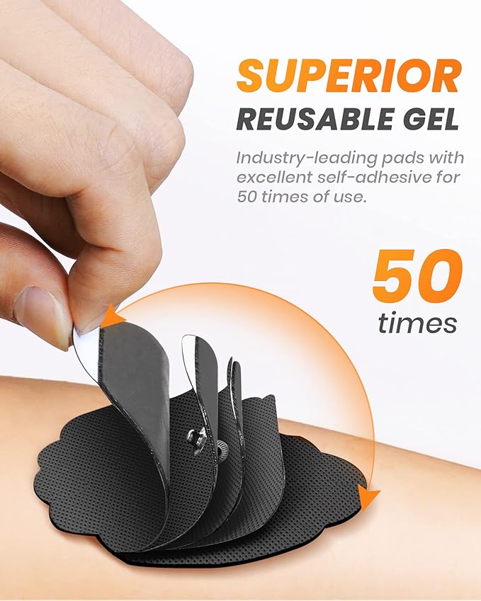 20-Pack TENS Unit Replacement Pads, Long-Lasting Snap Electrodes for 50 Times of Use per Pad, Latex-Free TENS Pads Set Compatible with TENS EMS Devices Using 3.5mm Button Lead Wires Black