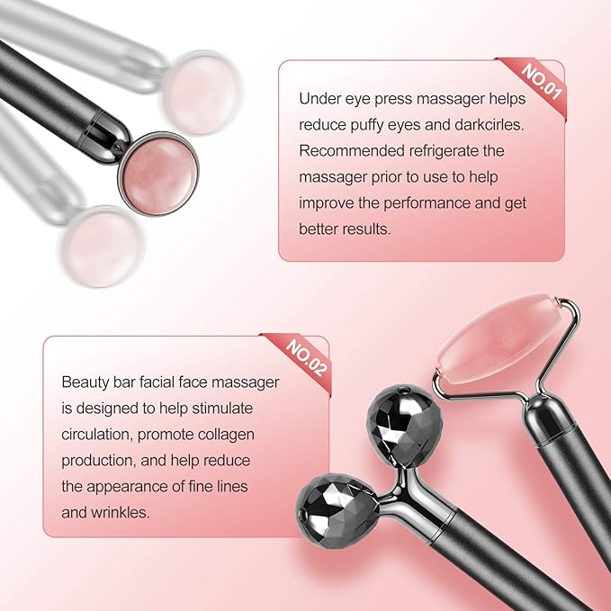 3-IN-1 Electric Jade Roller 3D Roller Facial Roller & Face Massager,Black