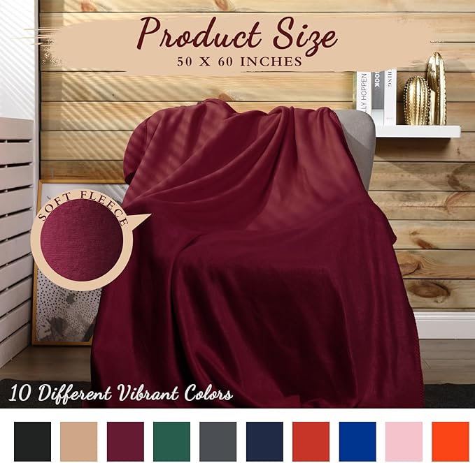 Kinlop 60 Packs Fleece Blanket Bulk 60 x 50 Inch Soft Lightweight Fleece Cozy Blanket Warm Throw Plush Pet Throw for Bed Couch Sofa Home Office Wedding Gifts Travel Camping (Trendy Color)