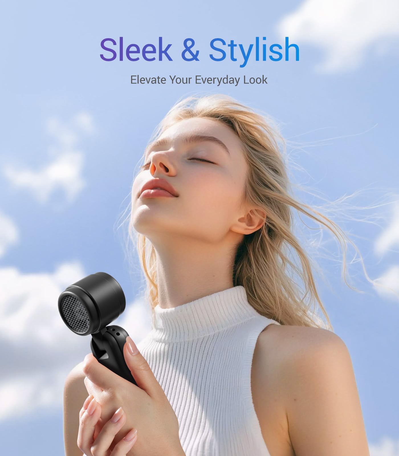 Diveblues iTurbo Portable Handheld Turbo Fan, 5 Gear High Speeds, Foldable Rechargeable Mini Hand Fans, Led Display,Powerful Turbo Airflow, 12-Hrs Cooling Small Fan Travel Essentials Beach Women Gifts