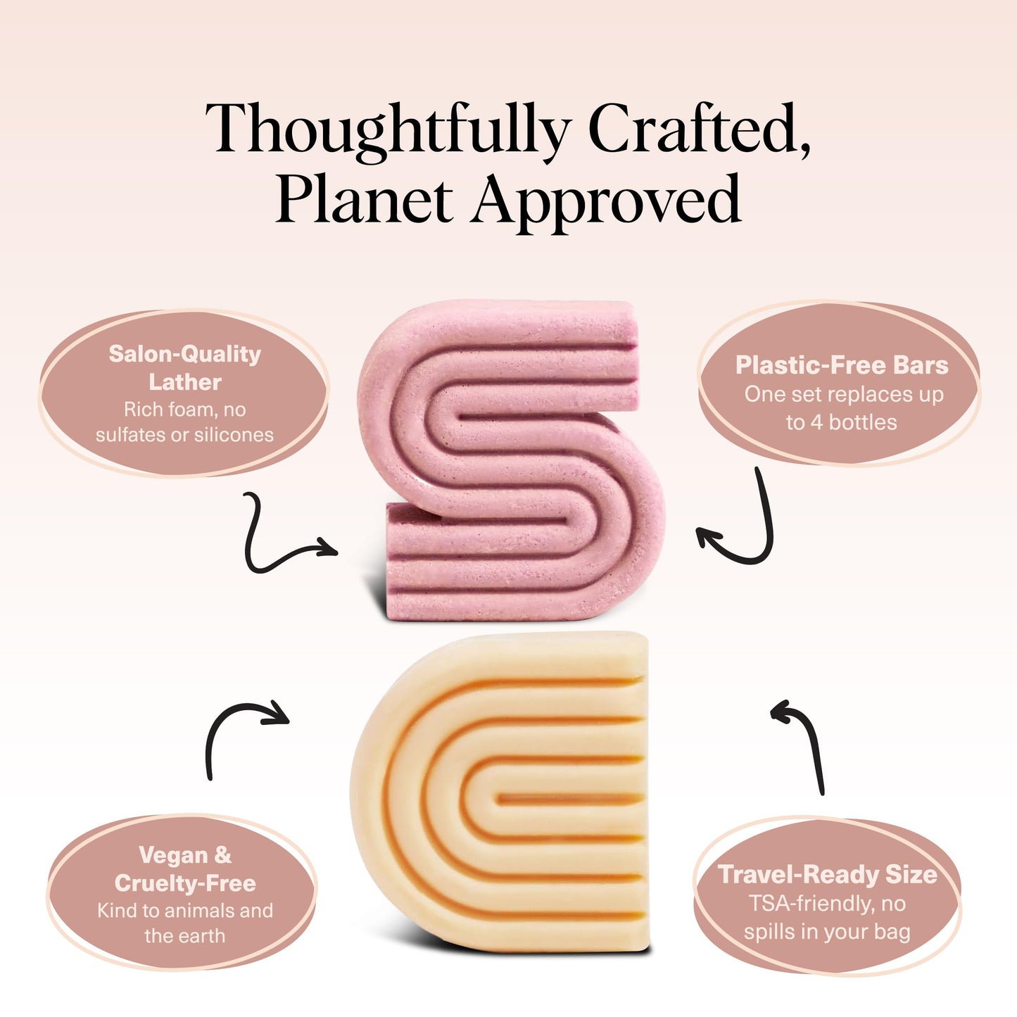 Kitsch Castor Oil Shampoo Bar & Coconut Oil Conditioner Bar – Nourishing Shampoo and Conditioner Set for Dry, Damaged Hair – Strengthening Hair Care, Hydrating & Deep-Moisturizing - 2pc set