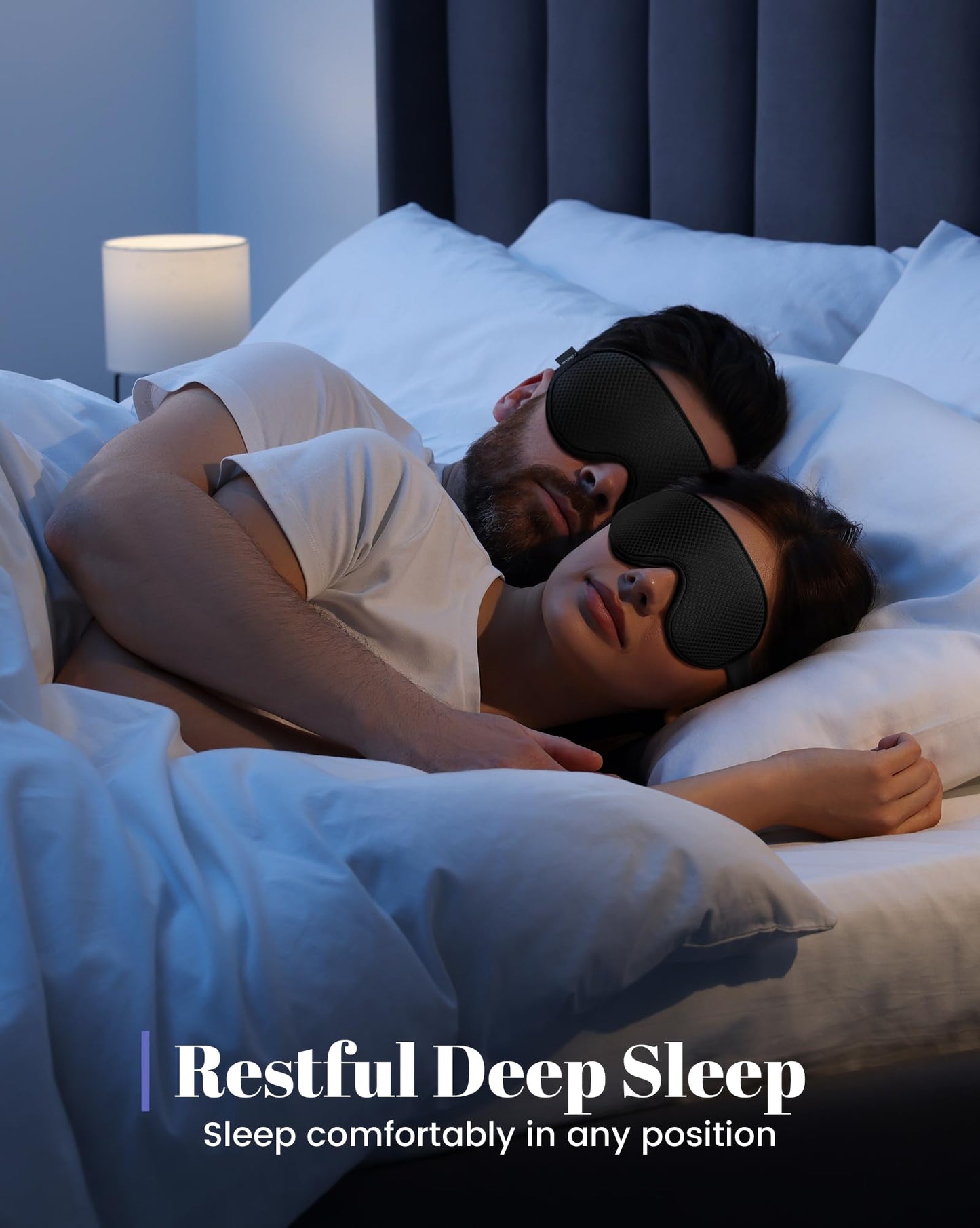 WAOAW Sleep Mask for Men Women: Blackout Eye Masks for Sleep - 3D Breathable Soft Comfortable Eye Mask for Travel - Adjustable Light Blocking Night Masks for Sleeping