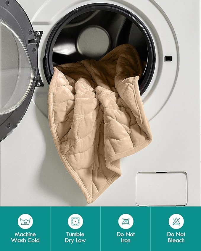 Kaisa Weighted Lap Blanket 7 lbs 41" x 53", Cozy Luxury Crystal Velvet Small Weighted Blanket for Adults, Portable Travel Weighted Blanket for Relaxation, All-Season Blanket, Machine Washable, Khaki