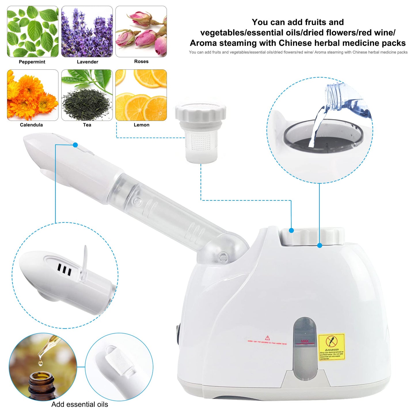 Facial Mist Steamer,YOKYAK Facial Steamers with 360° Rotatable Sprayer, Face Steamer for Facial Deep Cleaning, Hot Mist Humidifier Steam for Face Spa Sinuses Moisturizing, Homeuse or Salon